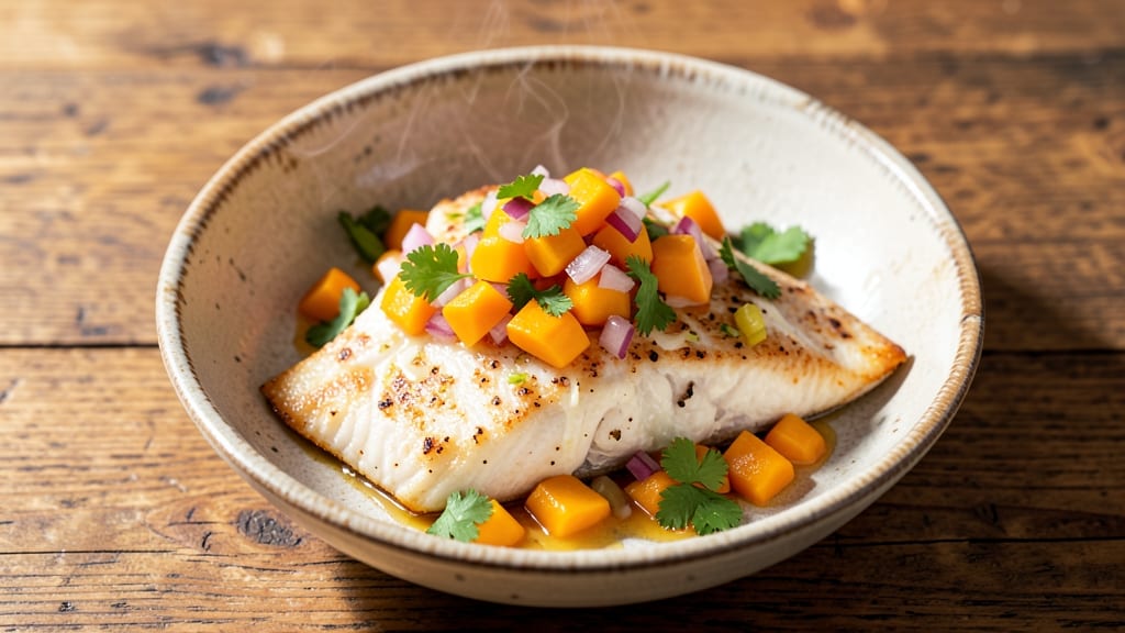 Baked Fish With Mango Salsa Recipe: Tropical Crisp-Crust Contrast