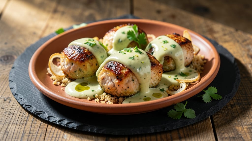 Baked Salmon Meatballs With Creamy Avocado Sauce Recipe: Flaky Fish and Avocado Fusion in One Pan