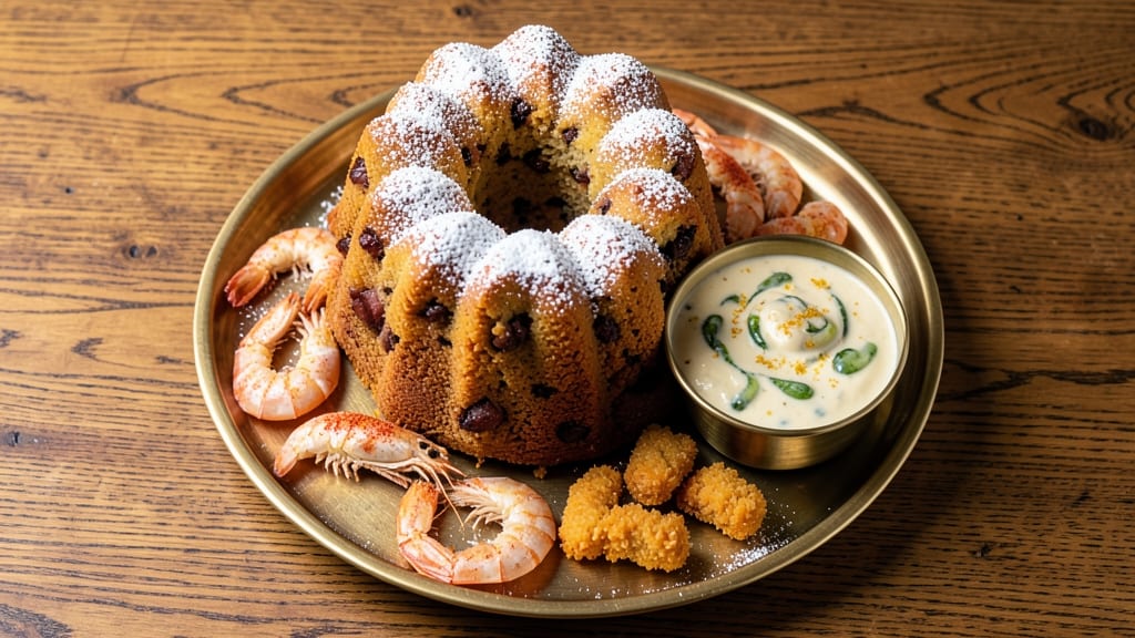 Boudin King Cake With Crawfish Cream Sauce Recipe: Spiced Cajun Cake Filled With Decadent Sauce