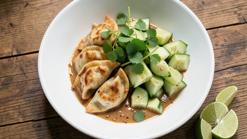 Dumpling and Smashed Cucumber Salad With Peanut Sauce Recipe: Crunchy Freshness Meets Nutty Richness