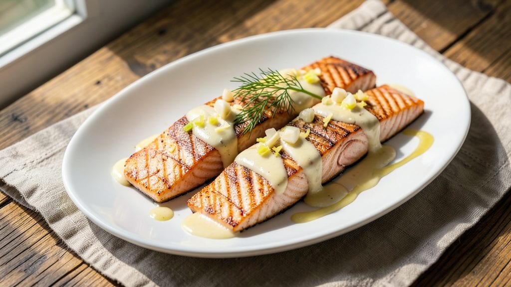 Salmon with Alfredo Sauce Recipe: Buttery Cream Sauce with Flaky Fish